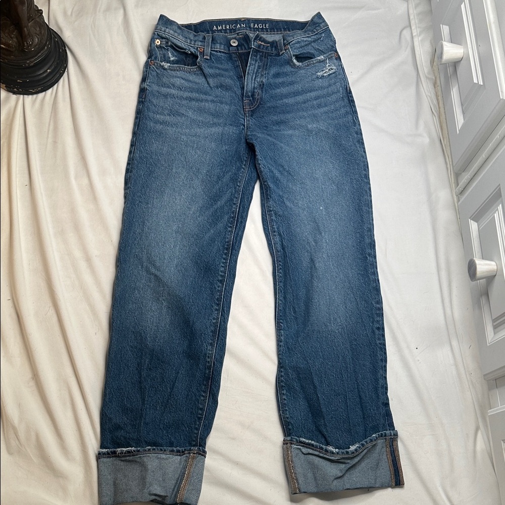 American Eagle Outfitters Women's Boyfriend Jeans - Dark Blue